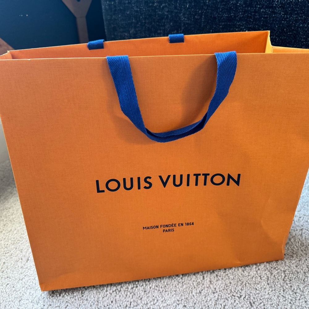 Louis Vuitton Vibrant Orange Bag with Blue Handles
